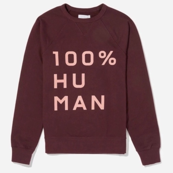 Everlane The 100% Human Typography Sweatshirt Burgundy Pink Size Small - Picture 2 of 7